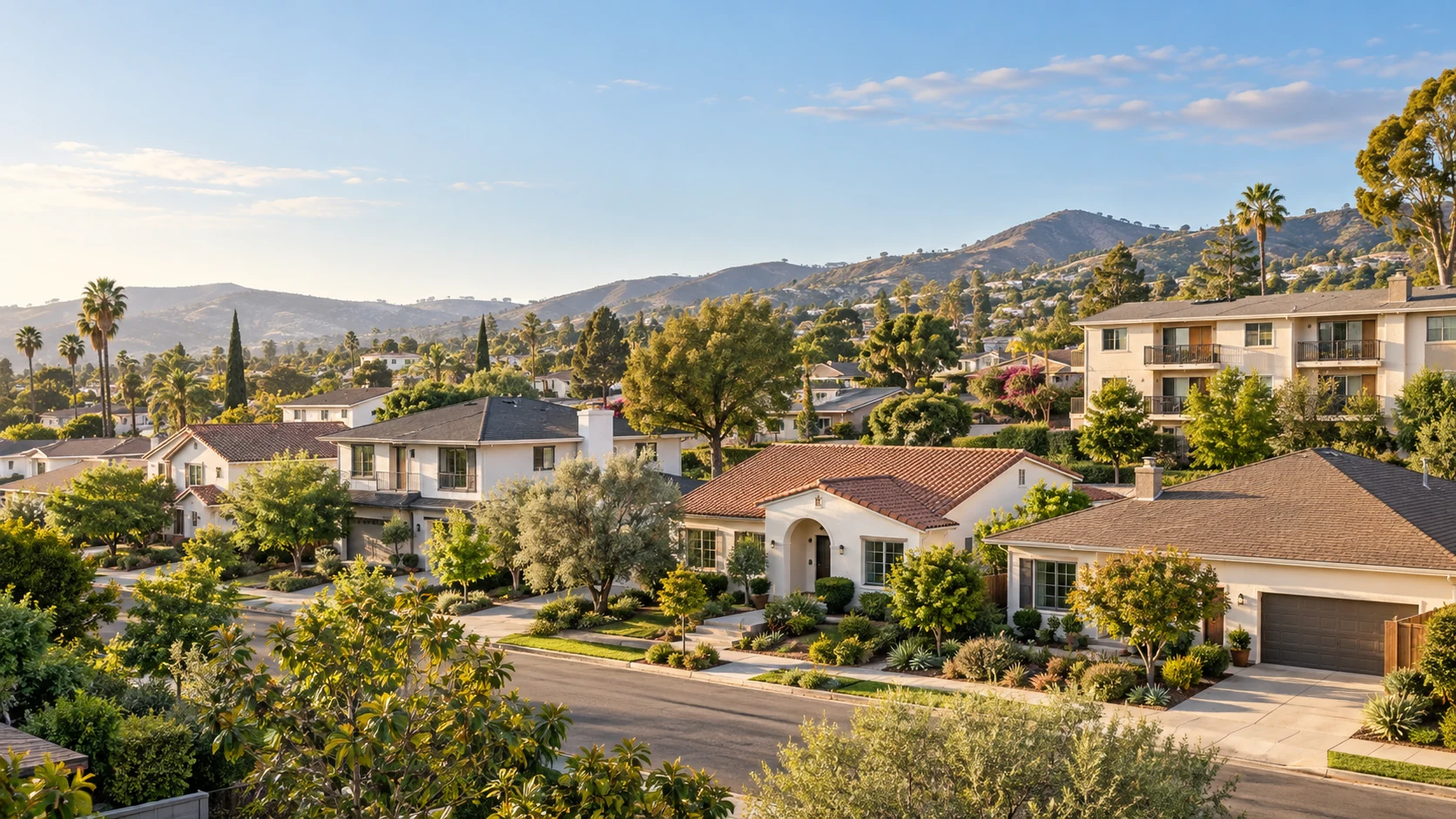 Illustrative neighborhood showing a mix of residential properties